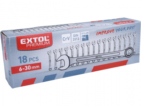 Klíče očkoploché leštěné sada 18 kusů 6-30mm CrV