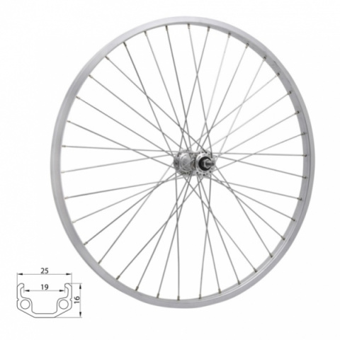 kolo zapletené 28" 622-19 přední  36 děr stříbrné Union/CnSpoke