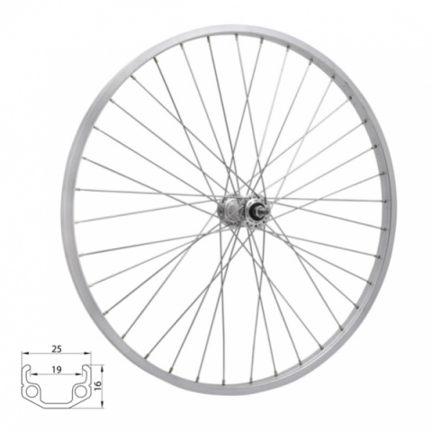 kolo zapletené 28" 622-19 zadní  36 děr stříbrné Union/CnSpoke