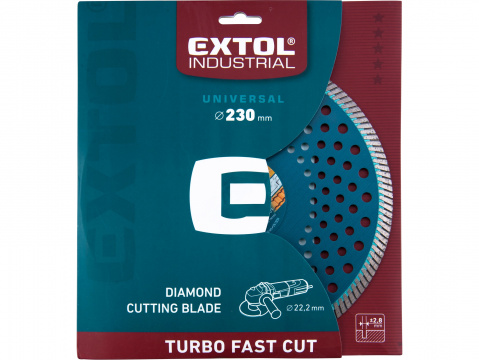 kotouč diamantový řezný turbo Fast Cut, 230x22,2mm, suché i mokré řezání, EXTOL INDUSTRIAL