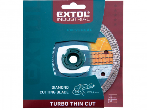 kotouč diamantový řezný turbo Thin Cut, 230x22,2mm, suché i mokré řezání, EXTOL INDUSTRIAL