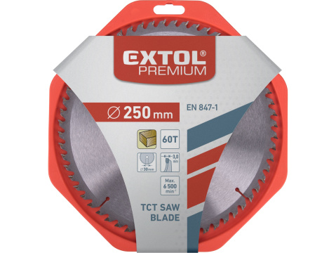 kotouč pilový s SK plátky, 250x2,2x30mm, 60T, šířka SK plátků 3,2mm, SK, EXTOL PREMIUM