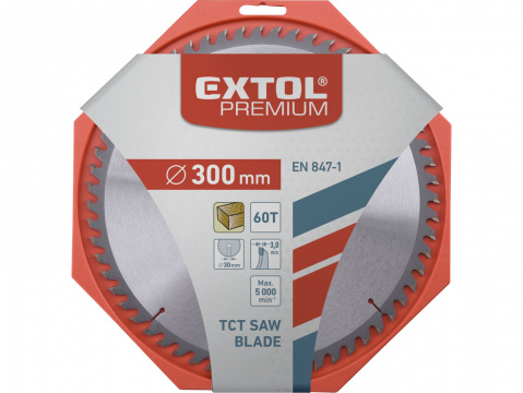 kotouč pilový s SK plátky, 300x2,2x30mm, 60T, šířka SK plátků 3,2mm, SK, EXTOL PREMIUM