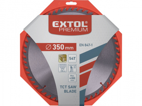 kotouč pilový s SK plátky, 350x2,5x30mm, 54T, šířka SK plátků 3,5mm, SK, EXTOL PREMIUM