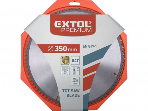 kotouč pilový s SK plátky, 350x2,5x30mm, 84T, šířka SK plátků 3,5mm, SK, EXTOL PREMIUM