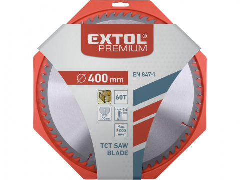 kotouč pilový s SK plátky, 400x2,8x30mm, 60T, šířka SK plátků 3,8mm, SK, EXTOL PREMIUM
