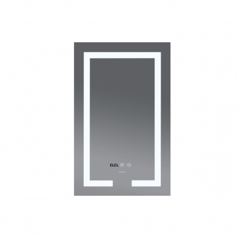 Koupelnové zrcadlo s LED osvětlením, protizamlžovací funkcí, regulací jasu a hodinkami, MR06-60×80 H | MR06-60×80 HARD