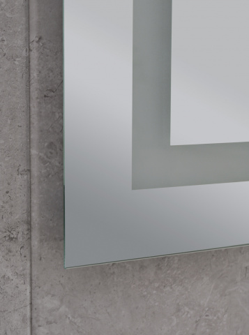 Koupelnové zrcadlo s LED osvětlením, protizamlžovací funkcí, regulací jasu a hodinkami, MR06-60×80 H | MR06-60×80 HARD