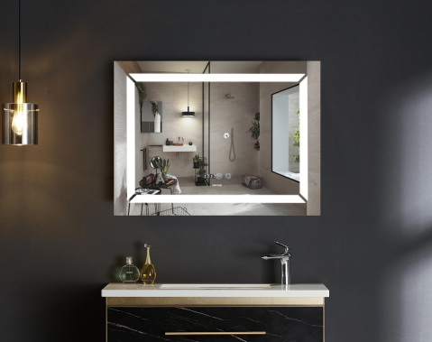 Koupelnové zrcadlo s LED osvětlením, protizamlžovací funkcí a regulací jasu, MR01-80×60 Light | MR01-80×60 Light