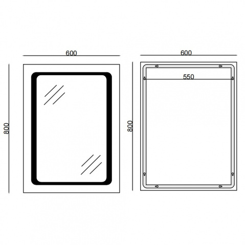 Koupelnové zrcadlo s LED osvětlením, protizamlžovací funkcí a regulací jasu, MR09-80×60-REVERSE Twee | MR09-80×60-REVERSE Twee