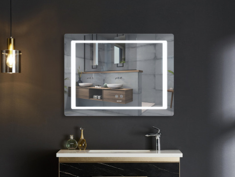 Koupelnové zrcadlo s LED osvětlením, protizamlžovací funkcí a regulací jasu, MR13-80×60-REVERSE Styl | MR13-80×60-REVERSE Style