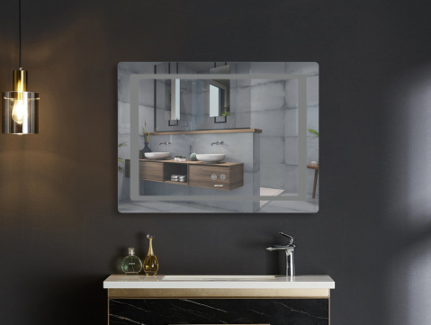 Koupelnové zrcadlo s LED osvětlením, protizamlžovací funkcí a regulací jasu, MR13-80×60-REVERSE Styl | MR13-80×60-REVERSE Style