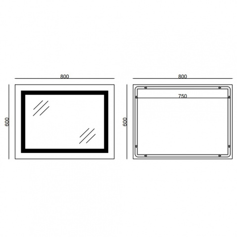 Koupelnové zrcadlo s LED osvětlením, protizamlžovací funkcí a regulací jasu, MR13-80×60-REVERSE Styl | MR13-80×60-REVERSE Style