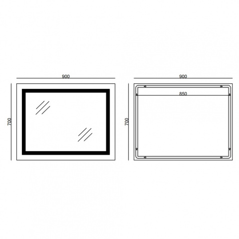Koupelnové zrcadlo s LED osvětlením, protizamlžovací funkcí a regulací jasu, MR12-90×70-REVERSE Warm | MR12-90×70-REVERSE Warm