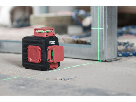 Křížový laser 2D 360° zelený paprsek, samonivelační FORTUM 4780214