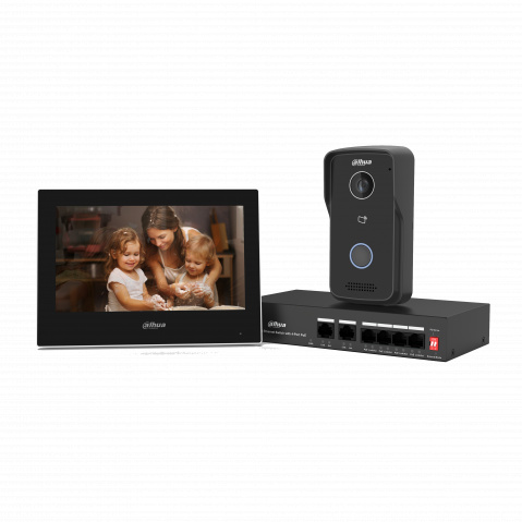 KTP03 - sada IP videotelefon a monitor, PoE switch