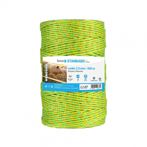 Lanko pro elektrický ohradník, průměr 2,5 mm, neon žluto-zelené, délka 200 m