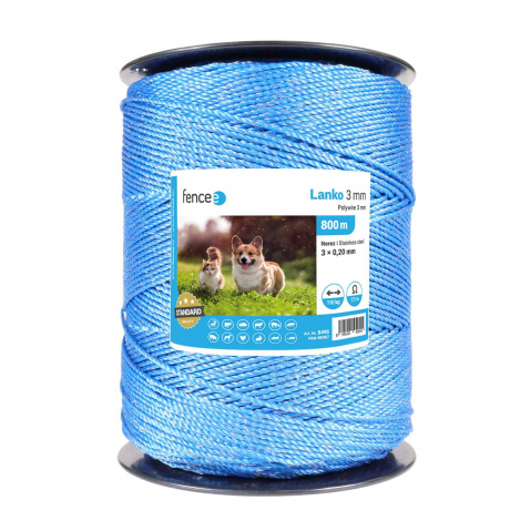 Lanko pro elektrický ohradník, průměr 3 mm, modré, délka 800 m