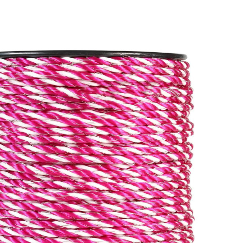 Lano pro elektrický ohradník, průměr 4,5 mm, růžovo-bílé, 200 m, 0,16 Ω/m