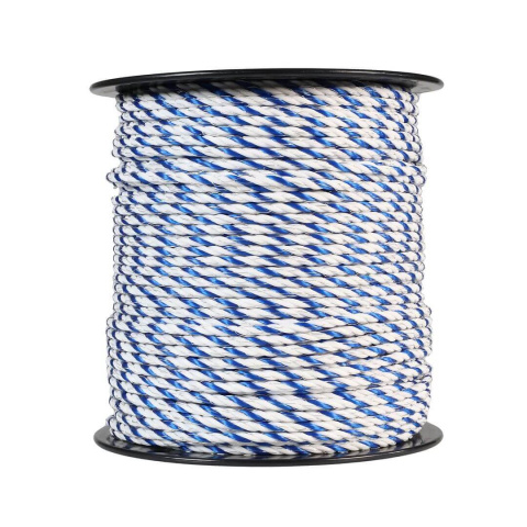Lano pro elektrický ohradník, průměr 5 mm, modro-bílé, 200 m, 0,16 Ω/m