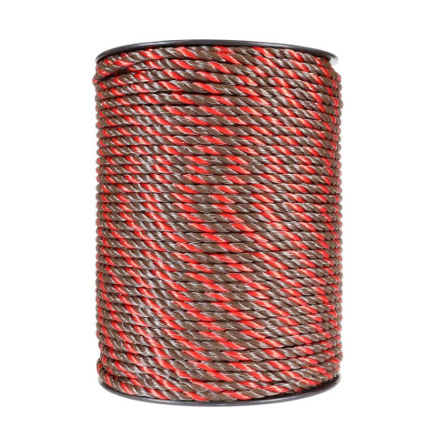 Lano pro elektrický ohradník, průměr 6,5 mm, hnědo-oranžové, 200 m