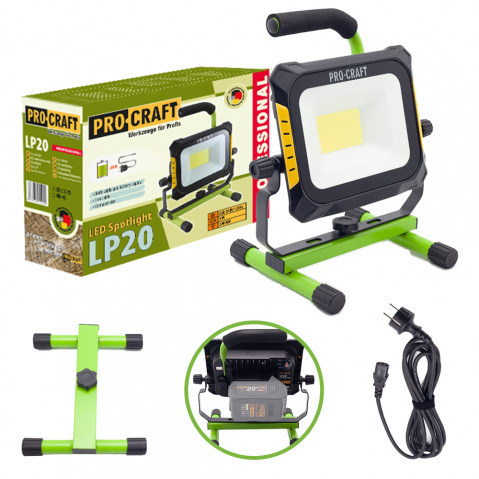 LED svítilna (reflektor) aku/220V Procraft LP20 bez akumulátoru a nabíječky | LP20