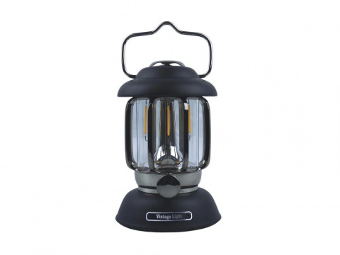 LED Retro dekorativní lucerna Tesla lighting 5W, 370lm, 2x2200mAh, IP44, černá
