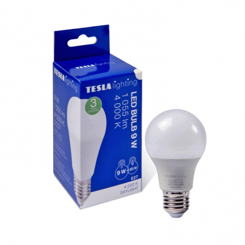 LED žárovka Tesla BULB E27, 9W, 230V, 1055lm, 25 000h, 4000K denní bíla 220st