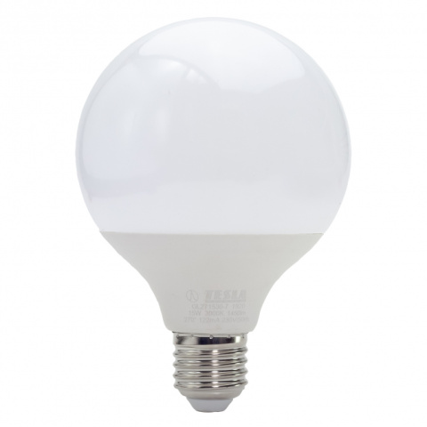 LED žárovka Tesla Globe E27, 15W, 230V, 1450lm, 25 000h, 3000K teplá bílá 270st