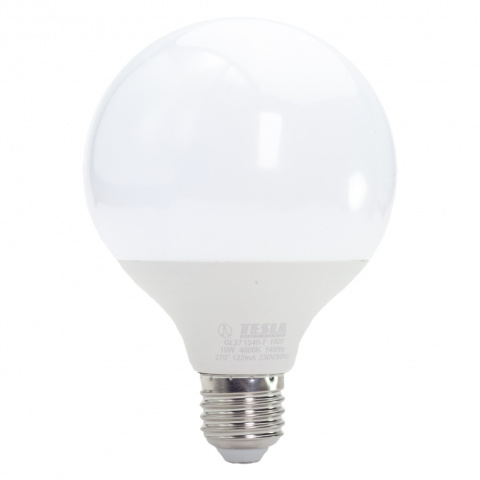 LED žárovka Tesla GLOBE E27, 15W, 230V, 1521lm, 25 000 hod, 4000K denní bílá, 270st