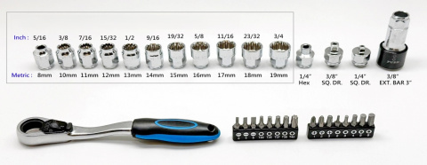 MAGG Profi Gola sada 32 dílů - 1/4", 3/8", průchozí ráčna