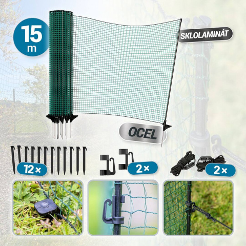 Mobilní plot do kempu, na zahradu pro psa, slepice, branka a nevodivé sítě FIX výška 90 cm