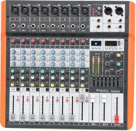 MX802 Ibiza Sound analogový mix. pult
