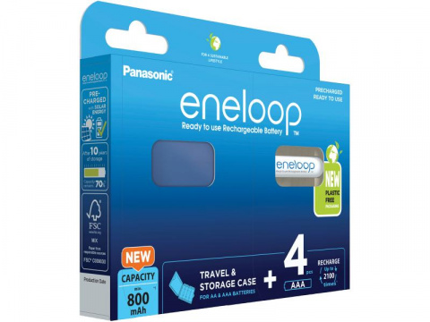 Nabíjecí baterie AAA Panasonic Eneloop N 800mAh Ni-MH 4ks Blistr + CASE