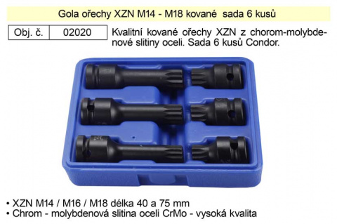 Nástrčné hlavice XZN sada 6 kusů kované M14-M18  Condor