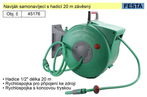Naviják samonavíjecí s hadicí 20 m závěsný