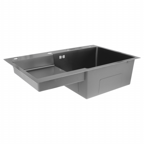 Nerezový dřez MIXXUS MH7849R-HK GRAPHITE se sifonem, grafitový | MH7849R-HK GRAPHITE