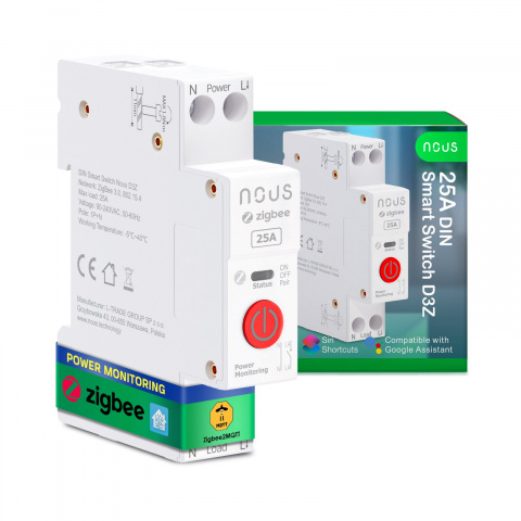 NOUS D3Z ZigBee Tuya chytrý spínač DIN 25A