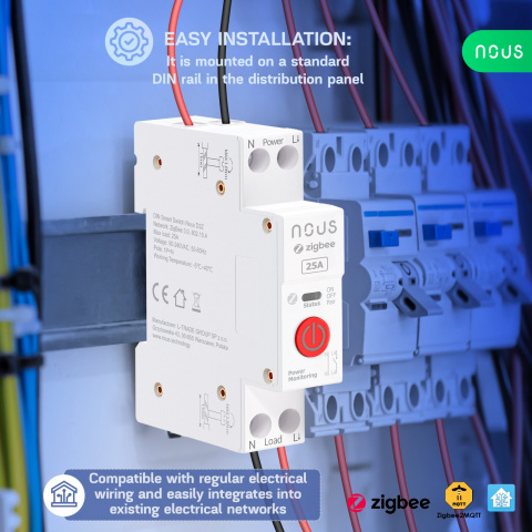NOUS D3Z ZigBee Tuya chytrý spínač DIN 25A