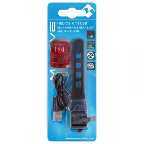 osvětlení zadní M-WAVE Helios 1.1 USB SL