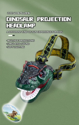 OXE LED čelová svítilna s projektorem, dinosaurus