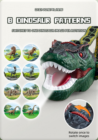 OXE LED čelová svítilna s projektorem, dinosaurus
