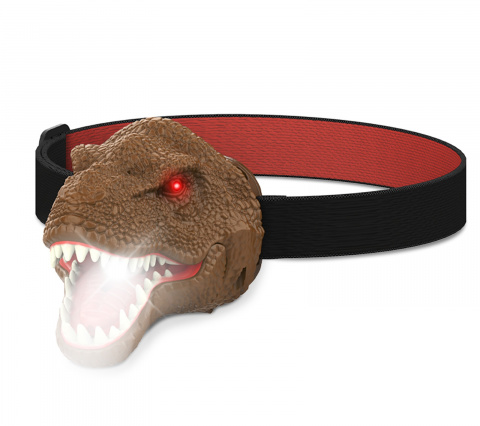 OXE LED čelová svítilna se zvukem dinosaurus, hnědá