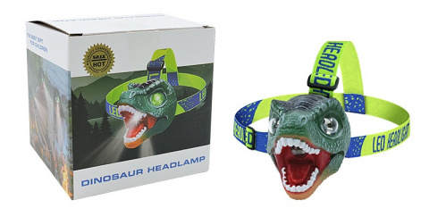 OXE LED čelová svítilna se zvukem Tyranosaurus