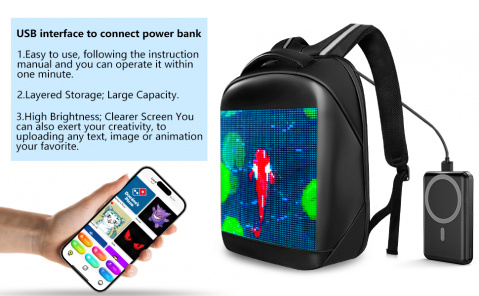 OXE LED Smart batoh s displejem, černý