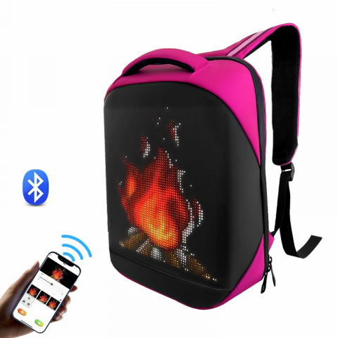 OXE LED Smart batoh s displejem, růžový