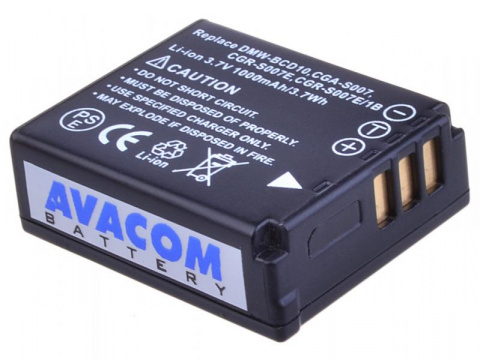 Panasonic CGA-S007, DMW-BCD10 Li-Ion 3.7V 1000mAh 3.7Wh