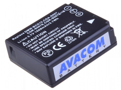 Panasonic CGA-S007, DMW-BCD10 Li-Ion 3.7V 1000mAh 3.7Wh