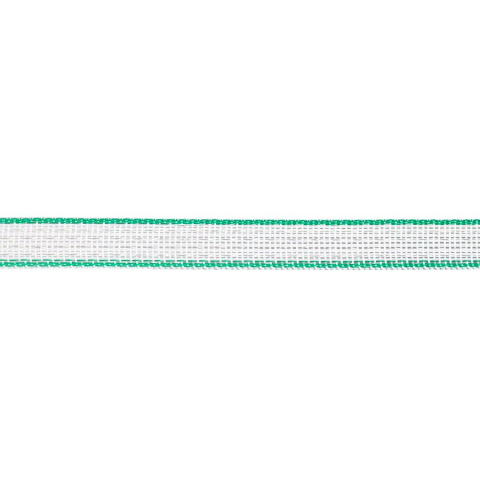 Páska pro elektrický ohradník 12,5 mm, bílo-zelená, 200 m, 0,5 Ω/m