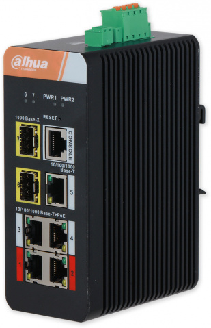 PFS4207-4GT-DP-V2 - průmyslový PoE switch, 4x Gb PoE, 1x Gb LAN, 2x Gb SFP, MNG, DIN, 120W
